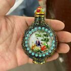 Collectibles Handmade Brass And Ruby And Jade And Lapis Lazuli Inlaid Snuf