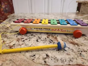VTG '69-77 FISHER PRICE 870 Pull-A-Tune xylophone toy/mallet - Bild 1 von 5
