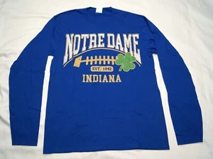 notre dame fighting irish football t-shirt men's medium blue long sleeve - Picture 1 of 16