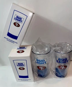 San Francisco 49ers Light Up CUPS Super Bowl plastic Tumblers Bud Light Set Of 2 - Picture 1 of 10