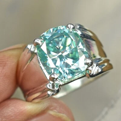 Anillo solitario de diamantes azules talla cojín certificado 8,30 quilates RARO, gran brillo Foto 1 de 4