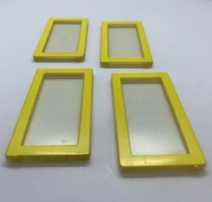 Barbie A Frame House Windows 3.5" x 2" Yellow Vintage Lot of 4