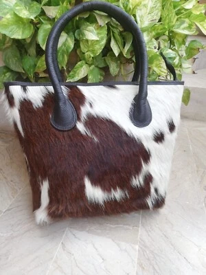 Women Cowhide Tote Bag Hair on Cow Hide Shoulder Bag Exotic Fur Bag Leather Tote - Image 1 of 4