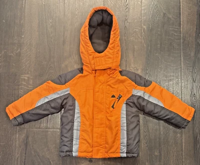Snozu Kids Jacket Size 3T Grey Orange Zip Fleece Lined Jacket W Removable Hoodie - Image 1 of 4