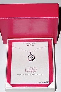 FOOTNOTES Women's Sterling Silver "LOVE" Pendant with Chain New in Box - Picture 1 of 11