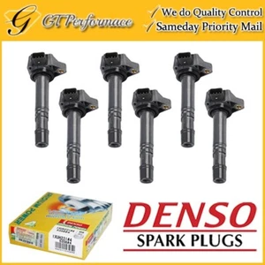 Quality Ignition Coil & DENSO Spark Plug 6PCS for MDX RDX ZDX/ Pilot Ridgeline - Picture 1 of 10