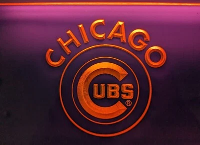 Chicago Cubs Lighted Hanging Sign Logo MLB Baseball Wall Hanging Decor 9 X 15 - Image 1 of 4