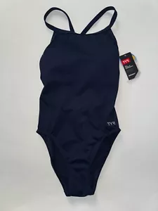TYR Womens Size 8 Navy SOLID One Piece Swimsuit Durafast DIAMONDFIT Padded New - Picture 1 of 5