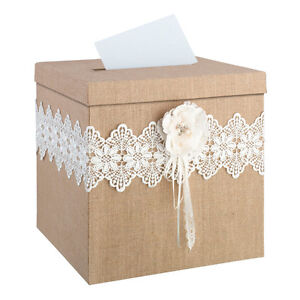 Burlap And Lace Wedding Card Holder
