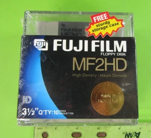 Paquete de 10 disquetes Fuji Film de 3,5" 1,44 MB 2HD sellados en estuche rígido MF2HD🔥NOS🔥 - Imagen 1 de 6