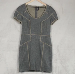 ANTHROPOLOGIE SINE Wollmischung Kleid Gr. 8 grau beige rohe Kanten Patchwork S/S - Bild 1 von 10