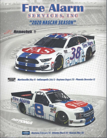 2020 JOHN HUNTER NEMECHEK "FIRE ALARM SERVICES" #38 NASCAR CUP / TRUCK POSTCARD Cover