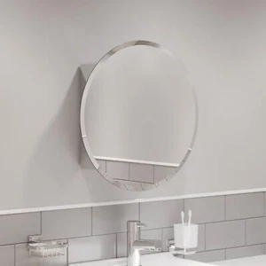 Round Door Bathroom Mirror Cabinet Cupboard Stainless Steel Wall Mounted 500mm - Picture 1 of 12