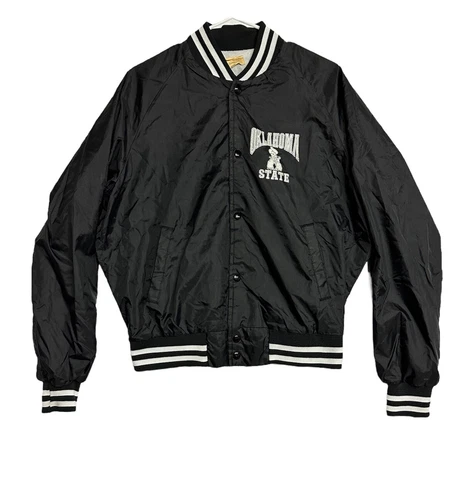 Vintage OSU Oklahoma State University Cowboys Satin Bomber Jacket Size XL Cover