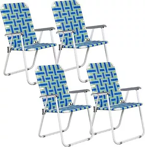 4PCS Patio Lawn Chairs Folding Set of Chair Outdoor Beach Chair Camping Chair - Picture 1 of 18