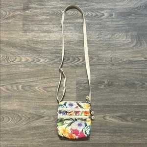 Kipling Keiko Picnic in the Park Floral Crossbody Purse 3 Zipper Mini Bag Bright - Picture 1 of 11