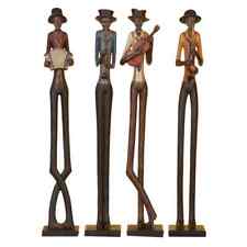 Litton Lane Sculpture Brown Polystone Tall Long Legged Jazz Band Musician (4Set)