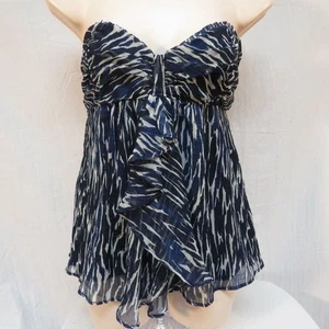 Abercrombie & Fitch Strapless Sheer Blouse Shirt Top Lined Summer Size Medium - Picture 1 of 8