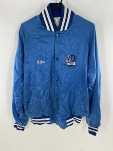 Chaqueta Bomber Kroger Vintage Azul Botón a Presión Nylon Hecha en EE. UU. Talla XL Carretilla Elevadora - Imagen 1 de 5