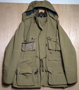 Barbour Vintage T50 Dryfly Endurance D Ring Hooded Green Hooded Jacket Coat XL - Picture 1 of 9