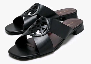 NEU IM KARTON TORY BURCH SCHWARZ MILLER KREUZ UND QUER SLIDE SANDALE SCHUH/GRÖSSE 8. - Bild 1 von 10