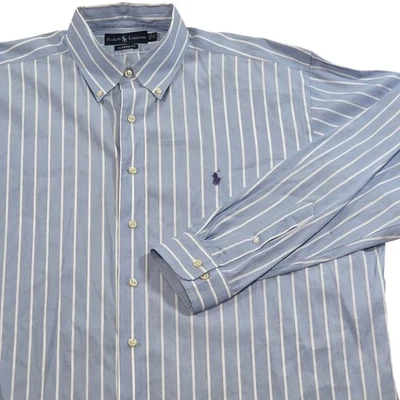 Camisa Ralph Lauren Calce Clásico Azul Blanco Rayas Abotonada Para Hombre 17 34/35 XL Foto 1 de 4