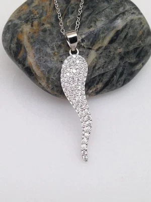 925 Sterling Silver 1.50 CT Round Cut Lab-Created Diamond Italian Horn Pendant - Image 1 of 4