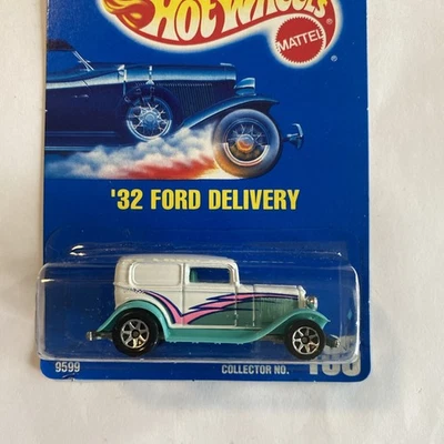 1991 Hot Wheels Blue Card    #135 ('32 Ford Delivery) White & Teal-New on card  - Image 1 of 4