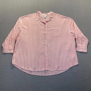 Antiguo Azul Marino Rosa Rayas Algodón Manga Larga Novio Abotonado Talla XXL Manga Larga - Imagen 1 de 12