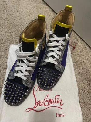 christian louboutin 尖钉绒面革紫色和黄色,尺寸 10 状况完好  — 第 1/3 张图片