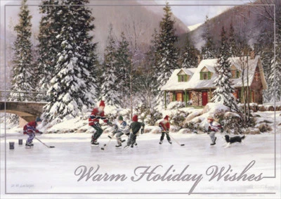 LPG GREETINGS Playing Hockey on Pond D.R. Laird Holiday Card