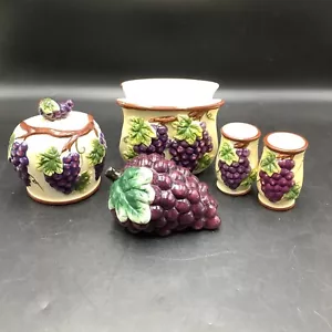 Porta tovagliolo vino vintage ARC ceramica dipinto a mano 3D uva vino sale e pepe e altro - Foto 1 di 13
