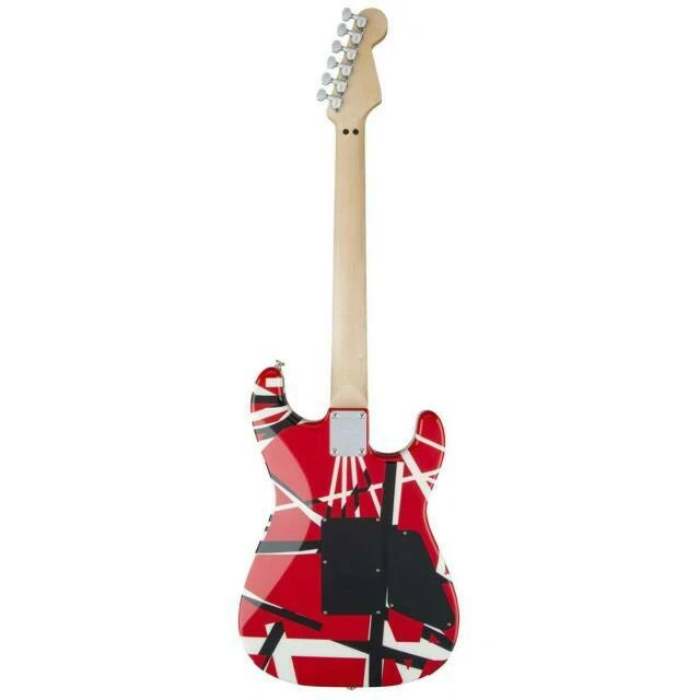 EVH Striped Series Left Handed Electric Guitar in Red Black and White Stripes (5107912503)