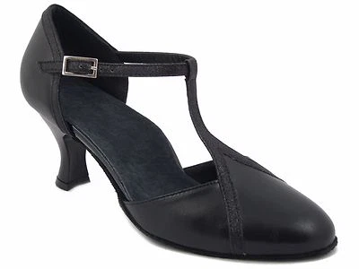 Schuhe Von Tanz Damen IN Leder Und Glitzer Schwarz Ferse Medium 7 CM, - Bild 1 von 4