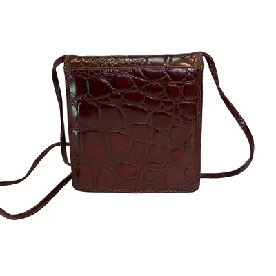 Bolso Bandolera Francesco Biasia Vintage Cuero de Cocodrilo Repujado Marrón Foto 1 de 4