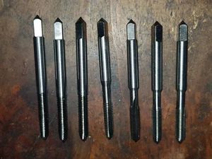 7x UN HSS Hand Tap set 1/4: UNC UNF UNEF UNS X tpi 20 28 32 24 27 36 40 - Picture 1 of 1