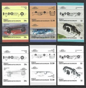 St. Vincent Gr. - BEQUIA 1984 Car FAKE INVERTED 3 diff Prog. Proof REPRINTS VFNH - Picture 1 of 2