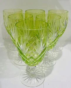 ODESSA LIMETTE PERIDOT GEFASST GESCHNITTEN AUF KLAR KRISTALL WEIN WASSER EIS GETRÄNK Set 6 - Bild 1 von 7