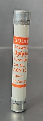  Gould shawmut A6Y15 Time delay fuse               Loc4E23 - Image 1 of 4