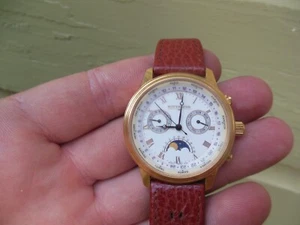 Wittnauer Vintage Moon Phase World Time Dual Calender Swiss Watch SS2477 1539 - Picture 1 of 11