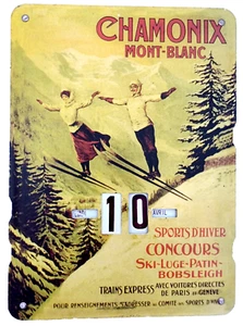CHAMONIX MONT-BLANC CALENDARIO PERPETUO METALLO/LATTA  ANNI '70 - Foto 1 di 6