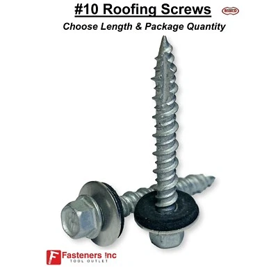 #10 Hex Rubber Washer Head PoleGripper Roofing Screws Galvanized / Coated - Image 1 of 4