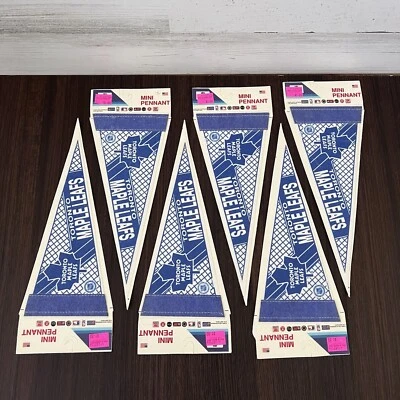 NEW - (6) Vintage 90s Wincraft Toronto Maple Leafs MINI PENNANT - 10" x 4" - Image 1 of 3