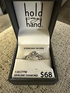 Hold My Hand Sterling Silver 1/20 CTTW Genuine Diamond Engagement Ring Size 7 - Picture 1 of 2