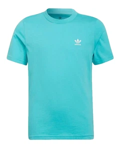 adidas Originals Trefoil T Shirt Youth Boys Small Embroidered Tee Mint Blue - Picture 1 of 3