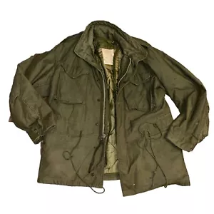 US ARMY Vtg Alpha Industries M-65 Cold Weather Field Coat OG-107 w Liner Size S - Picture 1 of 12