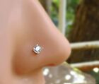 3mm Natural Round GH SI Diamond Solitaire Stud Nose Pin Piercing 14k White Gold