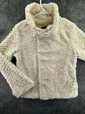Jaqueta Patagonia Feminina Adulto Zíper Completo Snap Marfim Pequena Fuzzy Macia Forrada Quente - Imagem 1 de 4