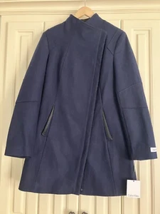 Abrigo Calvin Klein Azul Índigo Lana Cremallera Talla Mediana Nuevo con Etiquetas - Imagen 1 de 7