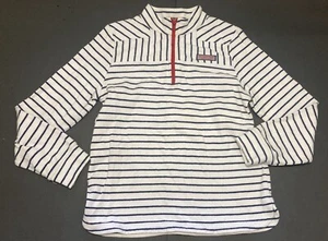 Girl's Vineyard Vines White 1/4 Zip w/Navy Stripes Size L 14 EUC - Picture 1 of 3